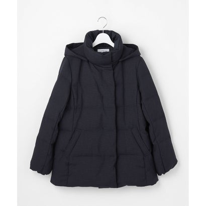 J.PRESS LADIES L 【シーンレスに活躍・2way】ハウンドトゥース ミドル丈 ダウン コート （ネイビー千鳥系）｜詳細画像