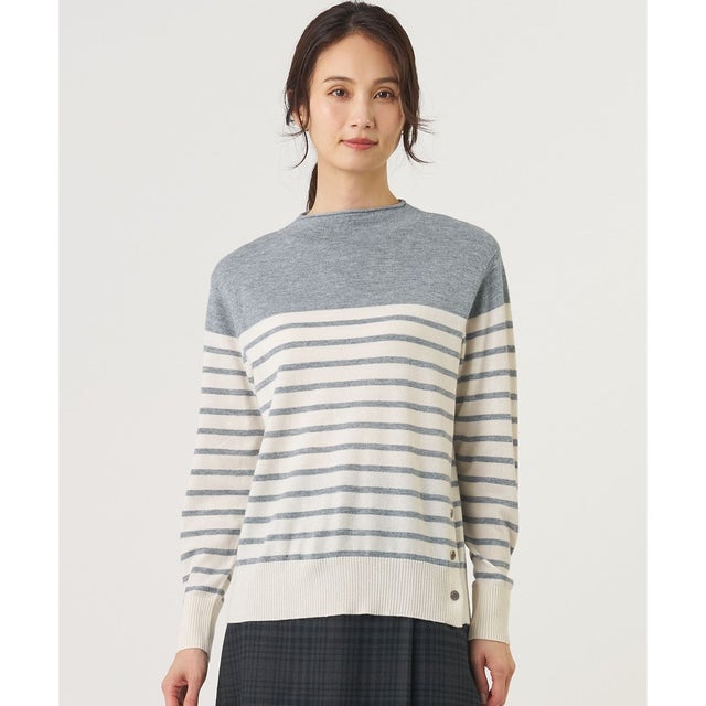 SOFT TOUCH WOOL ボーダー ニット （オフ×グレー系）