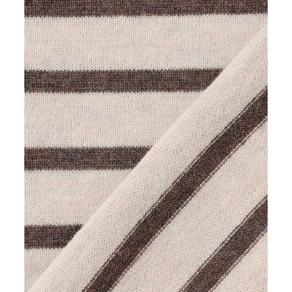 SOFT TOUCH WOOL ボーダー ニット （ベージュ×ダークブラウン系）｜詳細画像