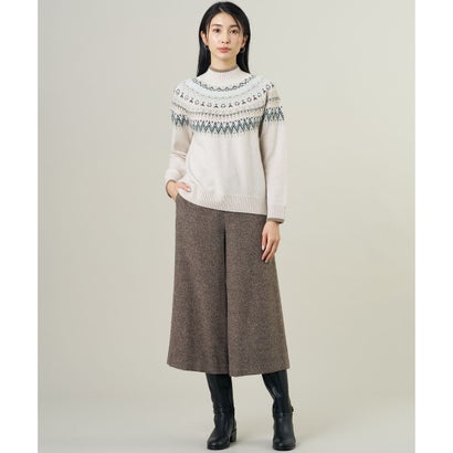 J.PRESS LADIES L 【一枚で着映え】FAIR ISLE ハイネック ニット （グレー×ピンク系）｜詳細画像