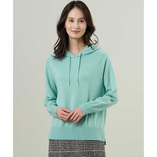 【人気素材・WEB限定カラーあり】CASHMERE BLEND ニット パーカー （ミント系）