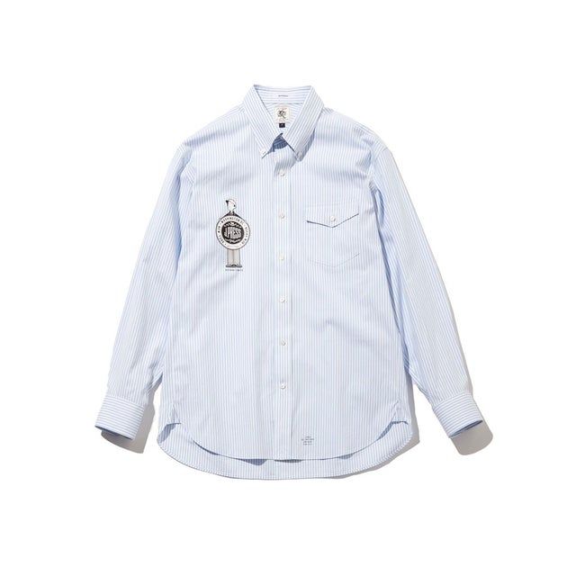 【AaronChang】【UNISEX】ピンオックス シャツ / B.D. （サックスブルー系1）