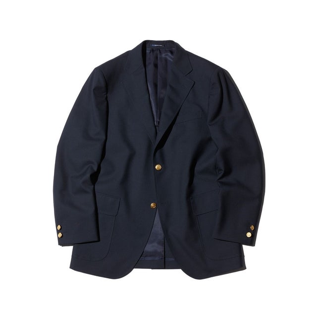 【定番】ペピンメリノトロピカル ブレザー / 金釦 / 3B / 背抜き / Authentic-Fit （ネイビー系）