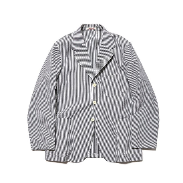 【J.PRESS ORIGINALS】Silk Seersucker 3B Sack Jacket / Japan Made （ネイビー系1）
