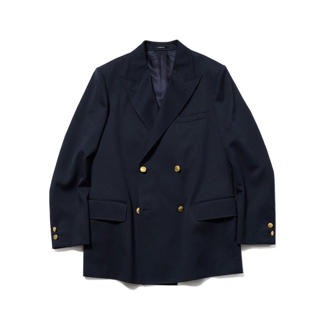 【1st Blazer】ウールポリエステル ダブルブレザー / 背抜き （ネイビー系）