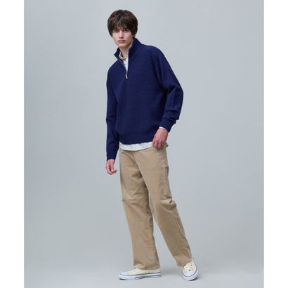 【Cash Lamb's Wool】ハーフジップ ニット_26年モデル （ネイビー系）｜詳細画像