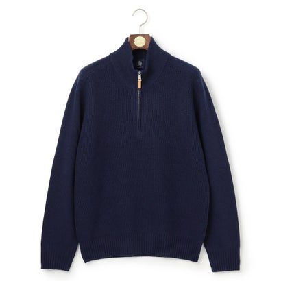 【Cash Lamb's Wool】ハーフジップ ニット_26年モデル （ネイビー系）｜詳細画像