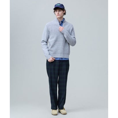 【Cash Lamb's Wool】ハーフジップ ニット_26年モデル （ネイビー系）｜詳細画像