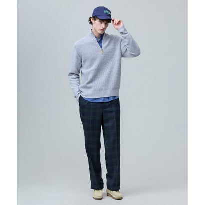 【Cash Lamb's Wool】ハーフジップ ニット_26年モデル （ネイビー系）｜詳細画像