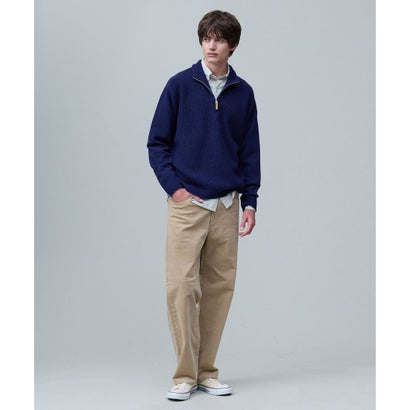 【Cash Lamb's Wool】ハーフジップ ニット_26年モデル （ライトグレー系）｜詳細画像