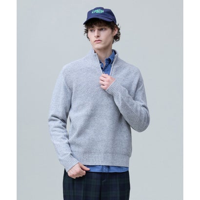 【Cash Lamb's Wool】ハーフジップ ニット_26年モデル （ライトグレー系）｜詳細画像