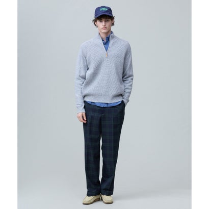 【Cash Lamb's Wool】ハーフジップ ニット_26年モデル （ライトグレー系）｜詳細画像