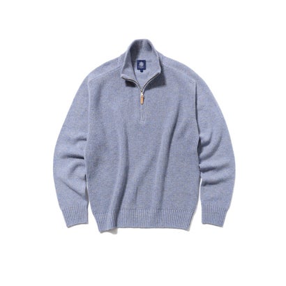 【Cash Lamb's Wool】ハーフジップ ニット_26年モデル （サックスブルー系）｜詳細画像