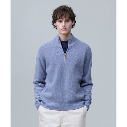 【Cash Lamb's Wool】ハーフジップ ニット_26年モデル （サックスブルー系）｜詳細画像