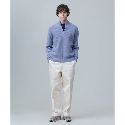 【Cash Lamb's Wool】ハーフジップ ニット_26年モデル （サックスブルー系）｜詳細画像