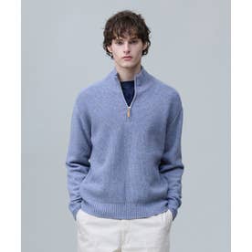 【Cash Lamb's Wool】ハーフジップ ニット_26年モデル （サックスブルー系）
