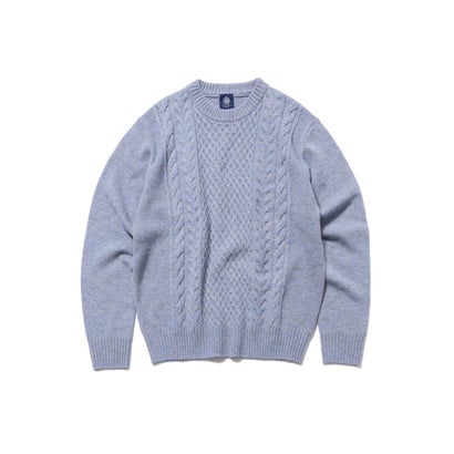 【Cash Lamb's Wool】ケーブルクルーネック ニット_26年モデル （ネイビー系）｜詳細画像