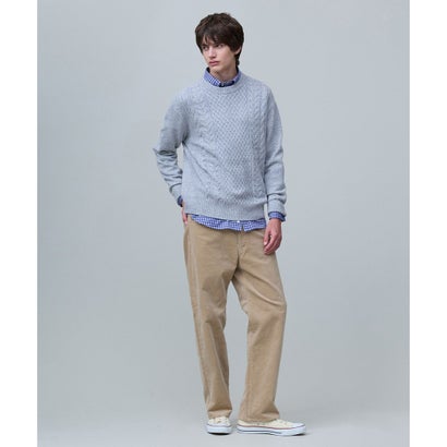 【Cash Lamb's Wool】ケーブルクルーネック ニット_26年モデル （ネイビー系）｜詳細画像