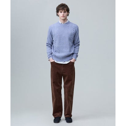 【Cash Lamb's Wool】ケーブルクルーネック ニット_26年モデル （ネイビー系）｜詳細画像
