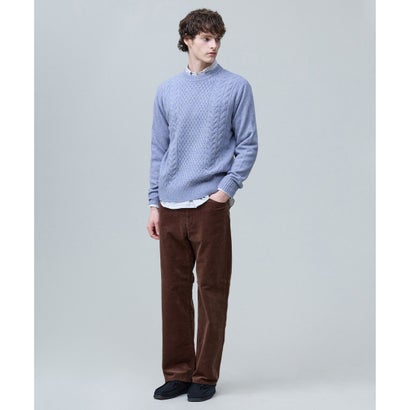 【Cash Lamb's Wool】ケーブルクルーネック ニット_26年モデル （ライトグレー系）｜詳細画像
