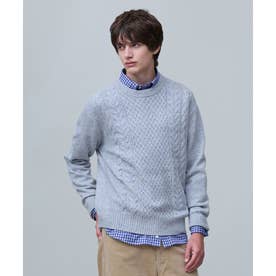【Cash Lamb's Wool】ケーブルクルーネック ニット_26年モデル （ライトグレー系）