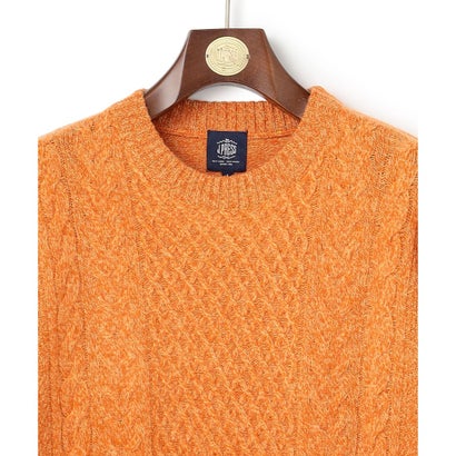 【Cash Lamb's Wool】ケーブルクルーネック ニット_26年モデル （サックスブルー系）｜詳細画像