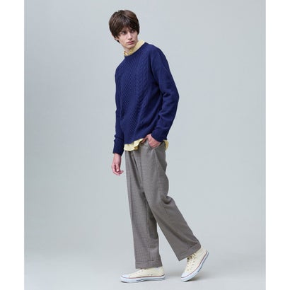 【Cash Lamb's Wool】ケーブルクルーネック ニット_26年モデル （オレンジ系）｜詳細画像