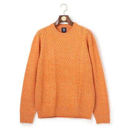【Cash Lamb's Wool】ケーブルクルーネック ニット_26年モデル （オレンジ系）｜詳細画像