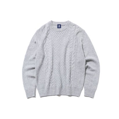 【Cash Lamb's Wool】ケーブルクルーネック ニット_26年モデル （オレンジ系）｜詳細画像
