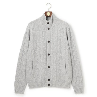 【Cash Lamb's Wool】ハイネックケーブル カーディガン_26年モデル （ライトグレー系）｜詳細画像