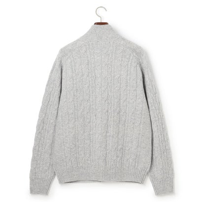 【Cash Lamb's Wool】ハイネックケーブル カーディガン_26年モデル （ライトグレー系）｜詳細画像