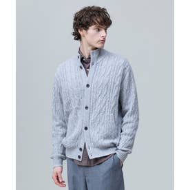 【Cash Lamb's Wool】ハイネックケーブル カーディガン_26年モデル （ライトグレー系）
