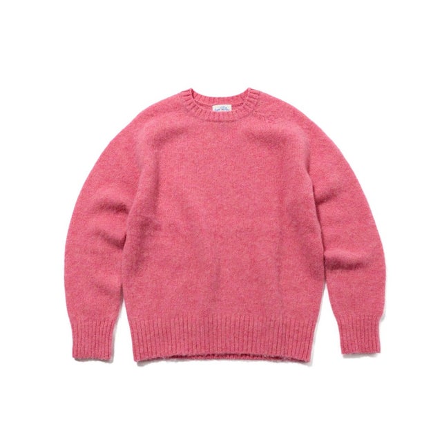 【WEB・一部店舗限定カラーあり】【Shaggy Dog】サドルショルダー クルーネック ニット （ピンク系）