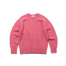 【WEB・一部店舗限定カラーあり】【Shaggy Dog】サドルショルダー クルーネック ニット （ピンク系）