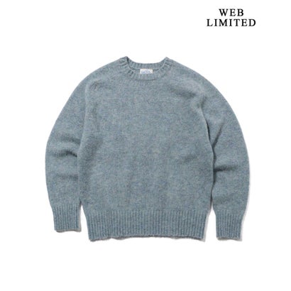 【WEB・一部店舗限定カラーあり】【Shaggy Dog】サドルショルダー クルーネック ニット （サックスブルー系(WEB・一部店舗限定カラー)）｜詳細画像