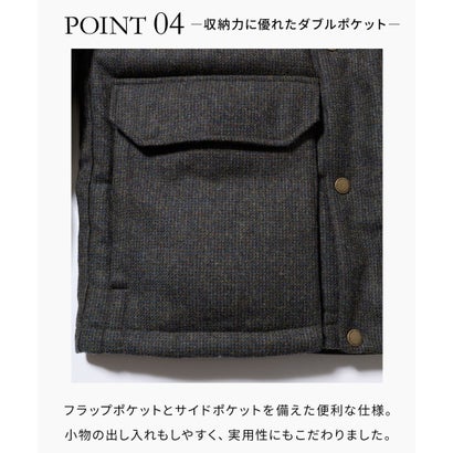 ウールツイード ダウンジャケット （カーキ系）｜詳細画像