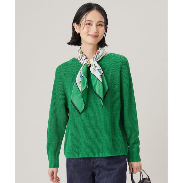 【WEB限定カラーあり・ロングシーズン】リネンミドルゲージボートネック ニット （[新色]グリーン）