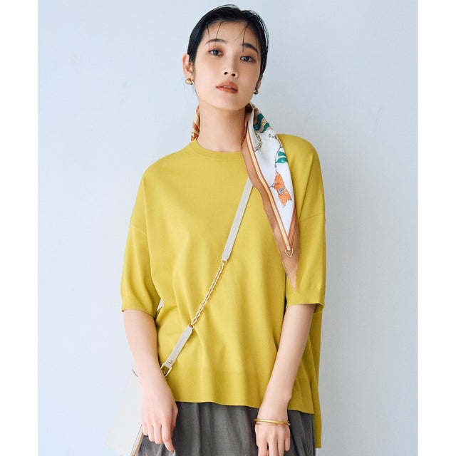 【接触冷感・UVカット・WEB限定カラーあり】クレープストレッチプルオーバー ニット （ピスタチオ）