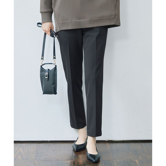 【WEB限定カラーあり・撥水加工・洗える】TRギャバテーパード パンツ （ネイビー）