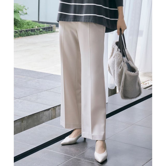 【WEB限定カラーあり・撥水加工・洗える】TRギャバストレート パンツ （ベージュ）