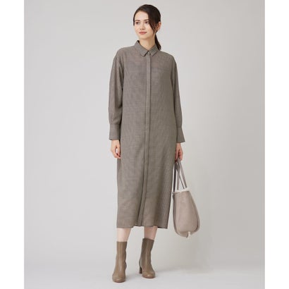 自由区 S 【洗える】ライトビエラシャツ ワンピース （ブラウン系チェック）｜詳細画像