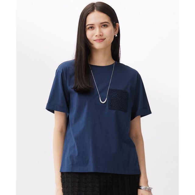 クロッシェポケット Tシャツ （コバルトブルー）