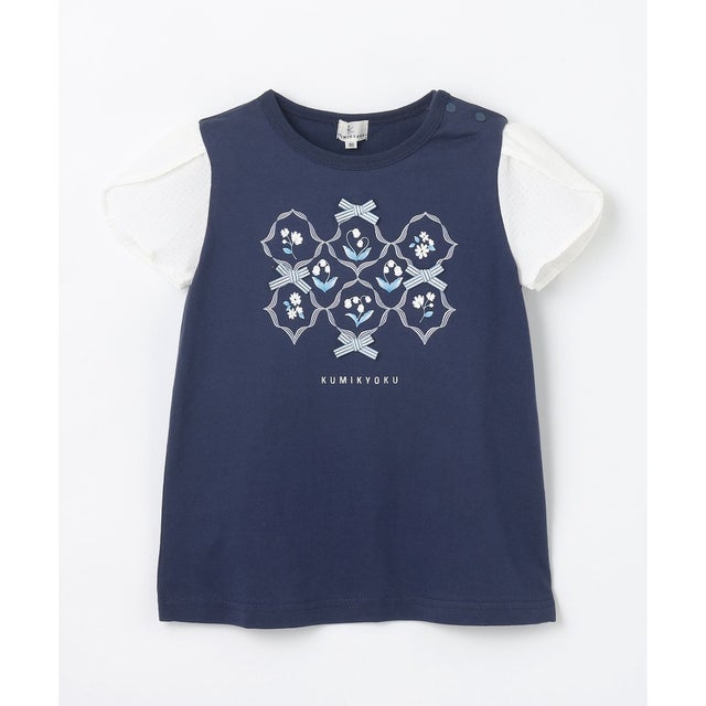 【80-100cm】スズランプリント Tシャツ （ネイビー）