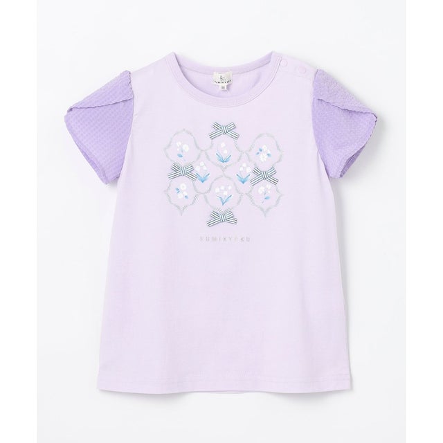 【80-100cm】スズランプリント Tシャツ （ラベンダー）