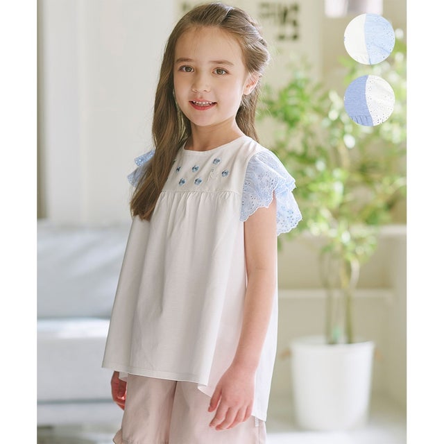 【110-140cm】 petit fleur エンブロイダリーチュニック （オフホワイト）