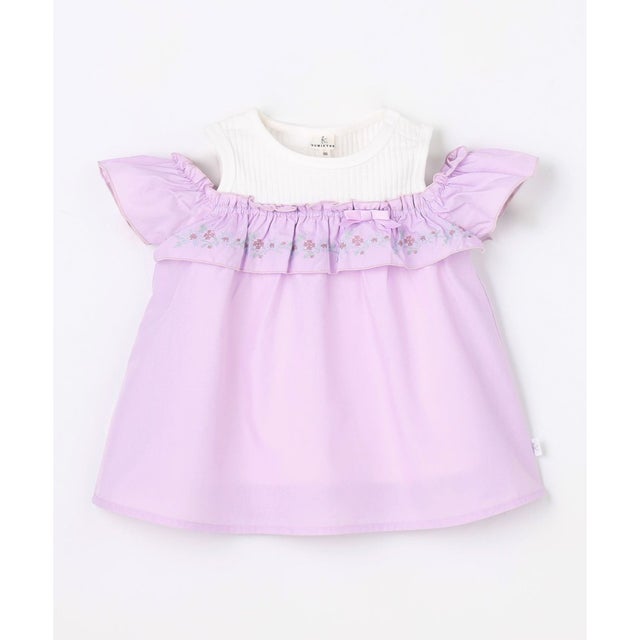 【90-100cm】 クロスステッチオフショルトップス （ラベンダー）