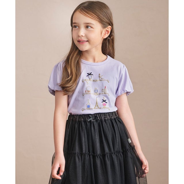 【110-140cm】 コスメティックTシャツ （ラベンダー）