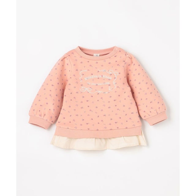 【90-100cm】 プティローズフリルトレーナー （ピンク）