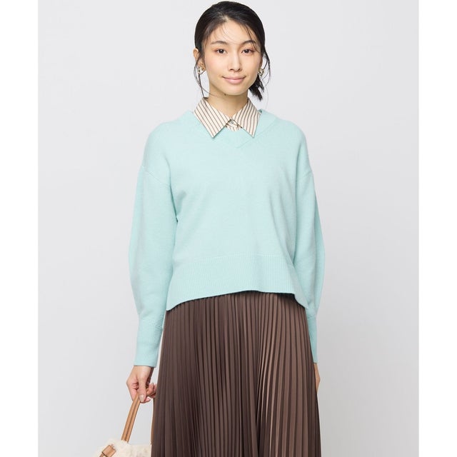 【8色展開・手洗い可】ウールカシミヤミックス Vネックニット （【WEB限定】サックスブルー系9）