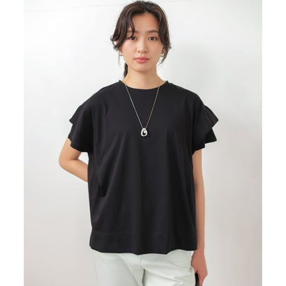 組曲 S GIZAコットンドルマンスリーブ Tシャツ （ネイビー×オフ系2）｜詳細画像